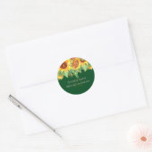Sticker Rond Vert rustique avec le budget Mariage des tournesol (Enveloppe)