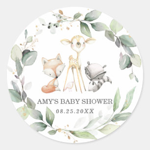 Sticker Rond Vert rustique Le Merci des animaux de forêt favor