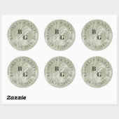 Sticker Rond Vert Rustique Woodgrain Texture Printemps Mariage (Feuille)