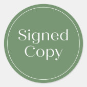 Sticker Rond Vert sage | Copie Signée simple Comique de roman (Devant)