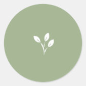 Sticker Rond Vert sage, Feuille, Feuilles, enveloppe scellée, (Devant)