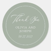 Sticker Rond Vert sage | Mariage classique italien d'élégance (Devant)