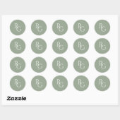 Sticker Rond Vert Sauge | Initiales Chic Simples (Feuille)