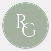 Sticker Rond Vert Sauge | Initiales Chic Simples (Devant)