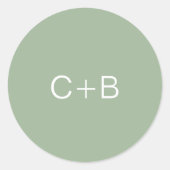 Sticker Rond Vert sauge monogramme mariage moderne (Devant)