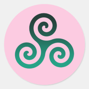 Sticker Rond Vert Triskele Pastel Rose