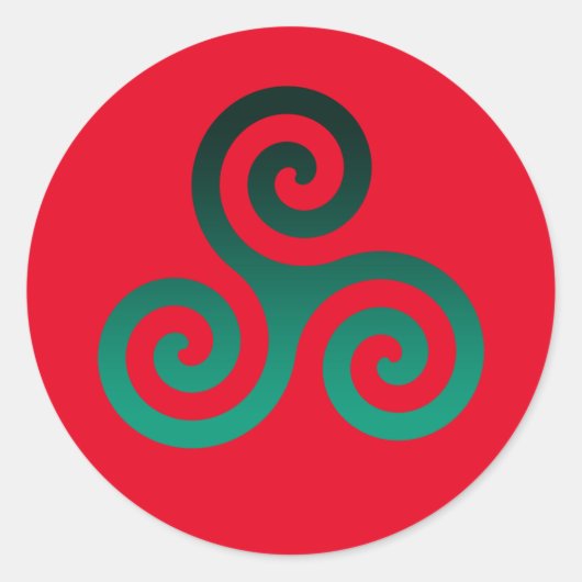 Sticker Rond Vert Triskele Vivid Rouge (Devant)