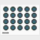 Sticker Rond Vert Turquoise Psychédélique Bohème Mandala (Feuille)