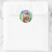 Sticker Rond Vert visage bouddha (Sac)