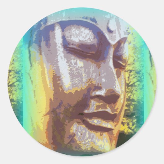 Sticker Rond Vert visage bouddha (Devant)