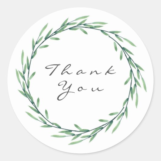 Sticker Rond Verte Feuille d'aquarelle (Devant)