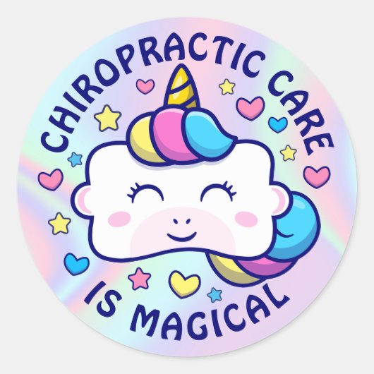 Sticker Rond Verticorn™ Chiropractic Care Is Magical Kids (Devant)