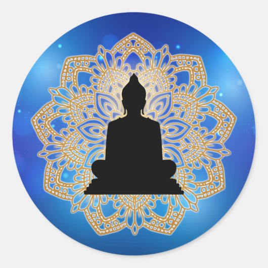 Sticker Rond Vesak Day Bouddha et Mandala Vaisakha Purnima (Devant)