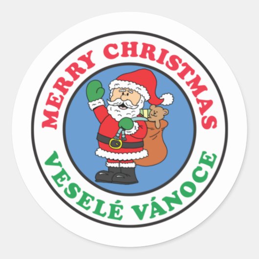 Sticker Rond Vesele Vanoce Tchèque Noël Père Noël (Devant)