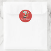 Sticker Rond Vesele Vanoce Tchèque Noël Père Noël Rouge (Sac)