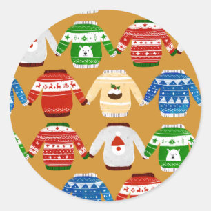 Sticker Rond Veste de Noël Vilain or