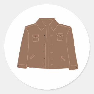 Sticker Rond Veste marron utilitaire boutonnée minimaliste