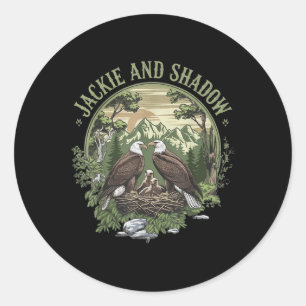 Sticker Rond Veste vintage Et Hadow Bald'Aigle Famille Nature