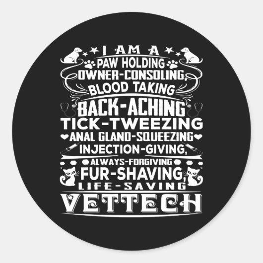 Sticker Rond Vet Tech Vet Tech Grey Small (Devant)
