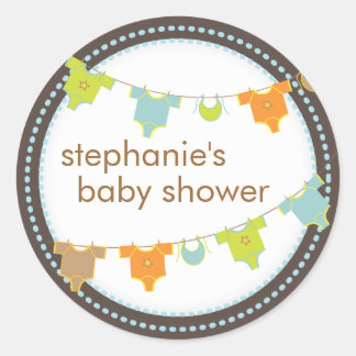 Sticker Rond Vêtements bébé doux Lien Baby shower garçon Sticke