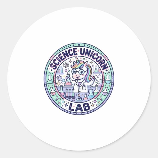 Sticker Rond Vêtements d'application prêts Unicorn Science Unic (Devant)