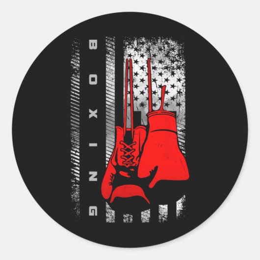 Sticker Rond Vêtements de boxe Drapeau Américain - Boxe 2  (Devant)