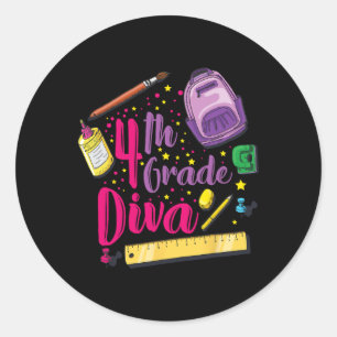 Sticker Rond Vêtements de fille de 4e année Diva pour le premie