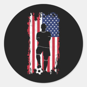 Sticker Rond Vêtements de football avec drapeau américain - Fem