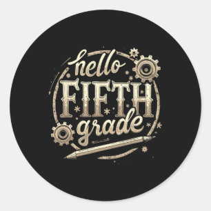 Sticker Rond Vêtements de rentrée scolaire 5e année Hello Ck