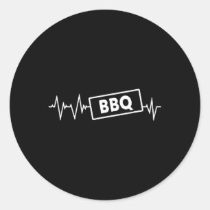 Sticker Rond Vêtements de rythme cardiaque drôle BBQ amateur de