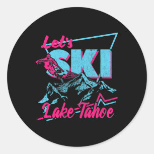 Sticker Rond Vêtements de ski vintage 80s 90s - Retro Lake Taho