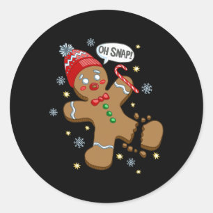 Sticker Rond Vêtements de vacances tendance Gingerbread Man Oh