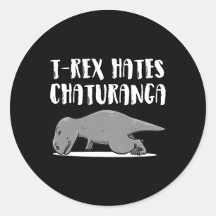 Sticker Rond Vêtements de yoga de T-rex de dinosaure drôles Cad