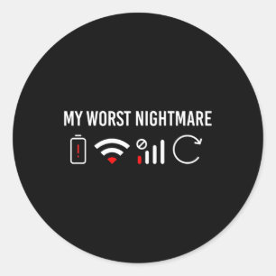 Sticker Rond Vêtements Ordinateur Vidéo Jeu Geek Mon Pire