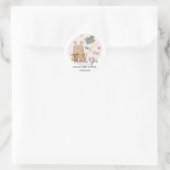 Sticker Rond Vêtements simples mignons Merci Baby shower rose (Sac)