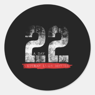 Sticker Rond Vétéran 22 par jour Sensibilisation au suicide mil