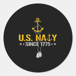 Sticker Rond Vétéran naval fier depuis 1775 ancre marin vétéran