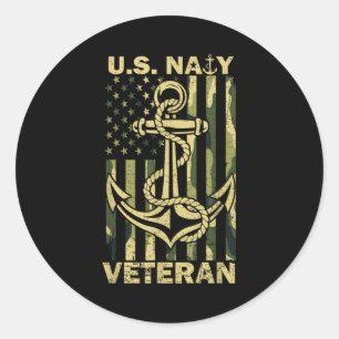 Sticker Rond Vétéran naval us drapeau camouflage patriotique am