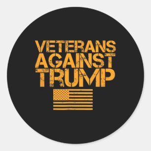 Sticker Rond Vétérans contre le drapeau patriotique vintage Tru