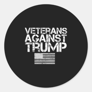 Sticker Rond Vétérans contre Trump Vintage Drapeau Patriotique
