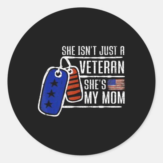 Sticker Rond Vétérinaire Elle est ma maman USA Drapeau Fière Am (Devant)
