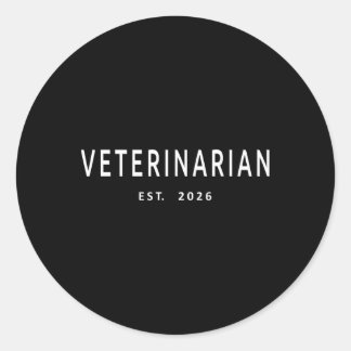 Sticker Rond Vétérinaire Établi en 2026 Docteur Vétérinaire Ani