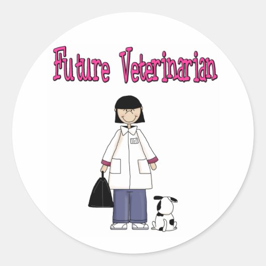 Sticker Rond Vétérinaire futur (Fille) (Devant)