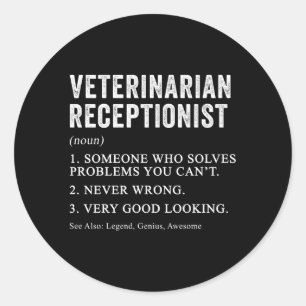 Sticker Rond Vétérinaire Réceptionniste Définition Vétérinaire 