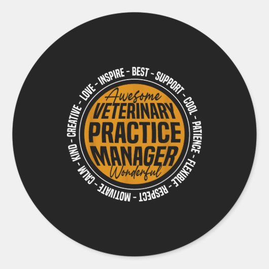 Sticker Rond Veterinary Practice Manager Funny Vet Tech Week  (Devant)