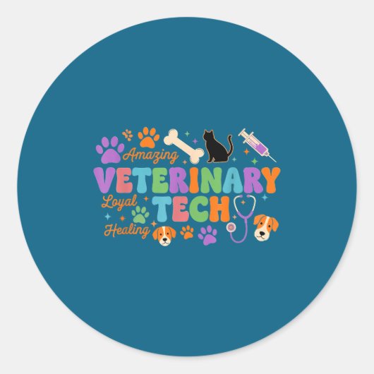 Sticker Rond Veterinary Technician - Vet Tech Veterinarian Appr (Devant)