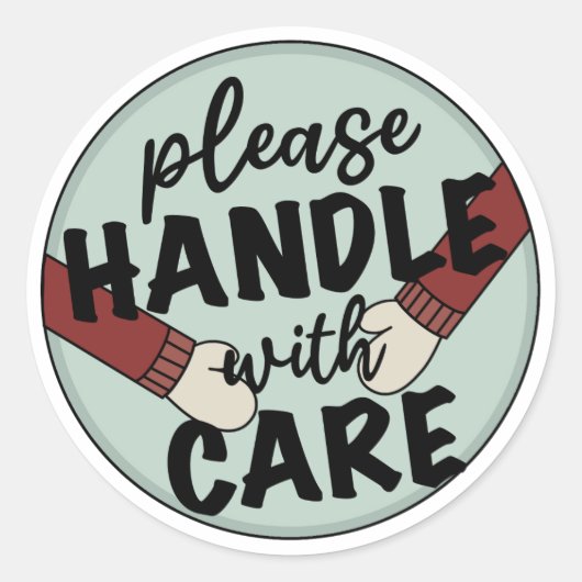 Sticker Rond Veuillez manipuler avec soin emballage de Noël (Devant)