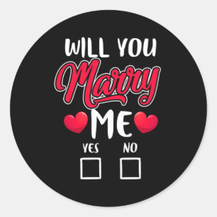 Sticker Rond Veux-tu me marier une proposition - Jour des Valen