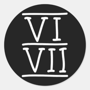Sticker Rond Vi Vii 67 chiffres romains mème drôle écriture G