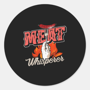 Sticker Rond Viande fumée Steak Bacon Viande Whisperer Funny Bb